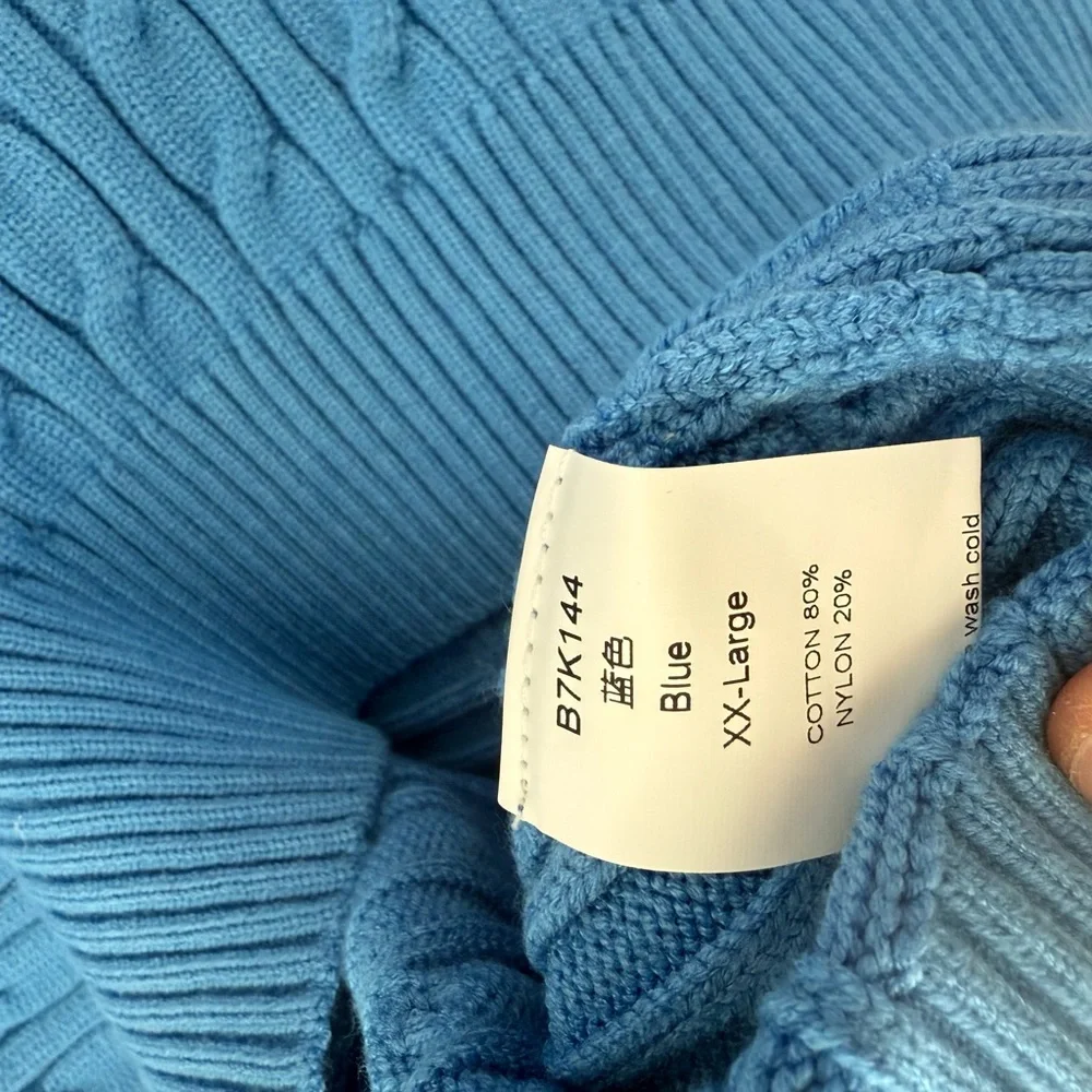Chic Blue Women's Cable Knit Turtleneck Sweater